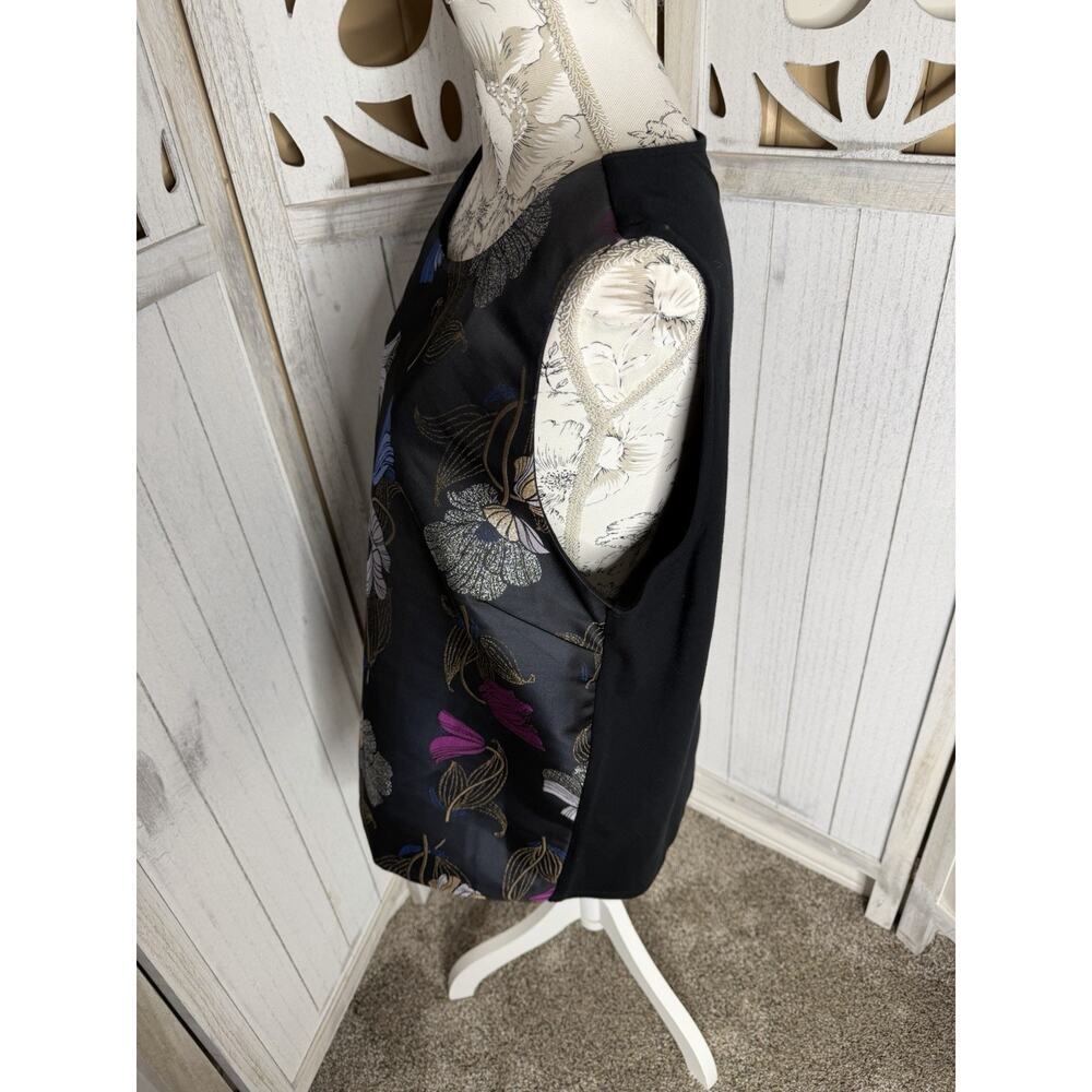 Ann Taylor Factory Satin Floral Metallic Sleeveless Dressy Tank Top Size XL - Picture 2 of 6